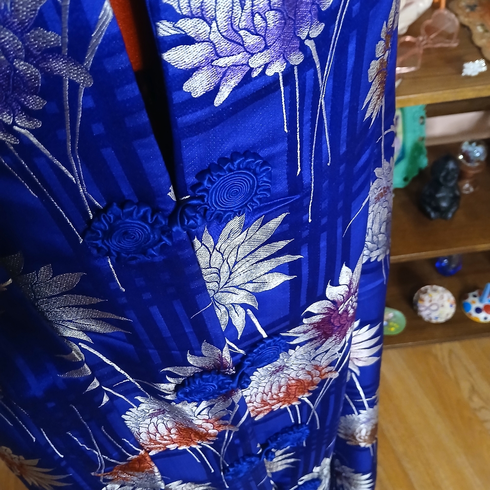 1930s Brilliant Cobalt Blue Silk Movie Star Dressing Gown - Picture 9 of 15